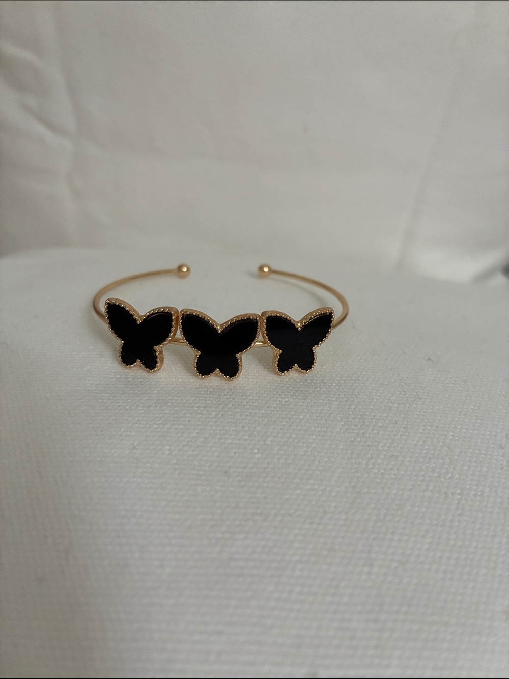 Gold Bracelet with Black Butterfly Accents - Jewelry